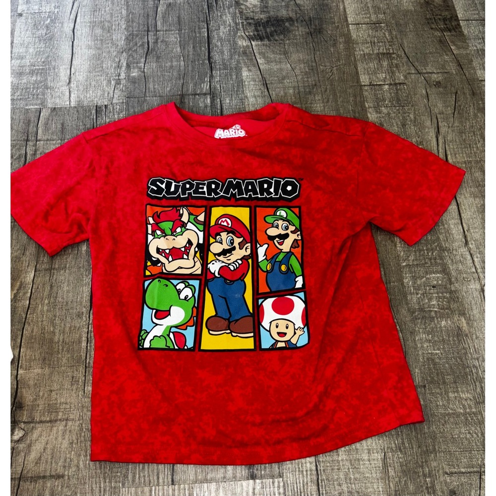 Nintendo Super Mario Kids Red Graphic T-Shirt Mario Luigi Bowser Size 8 SMN083A